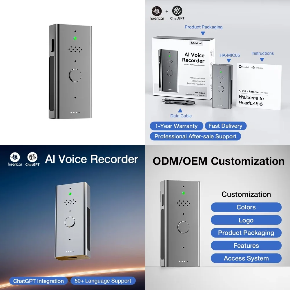 Hot Sale Portable ChatGPT AI Voice Recorder with AI Noise Reduction and 53 for Clear Audio Recording