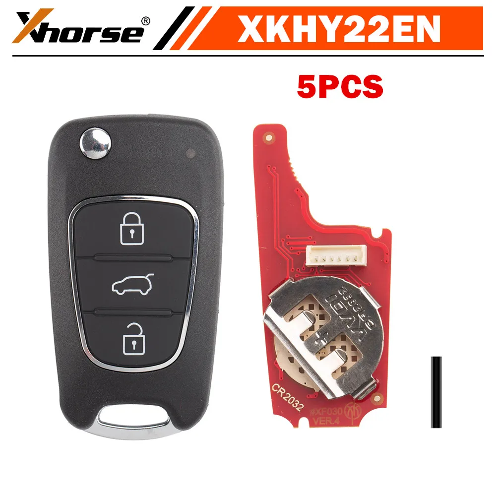 

5 шт./лот Xhorse XKHY22EN/XKHY02EN Проводной дистанционный ключ для Hyundai Flip с 3 кнопками (английская версия), работает с VVDI MINI Key Tool