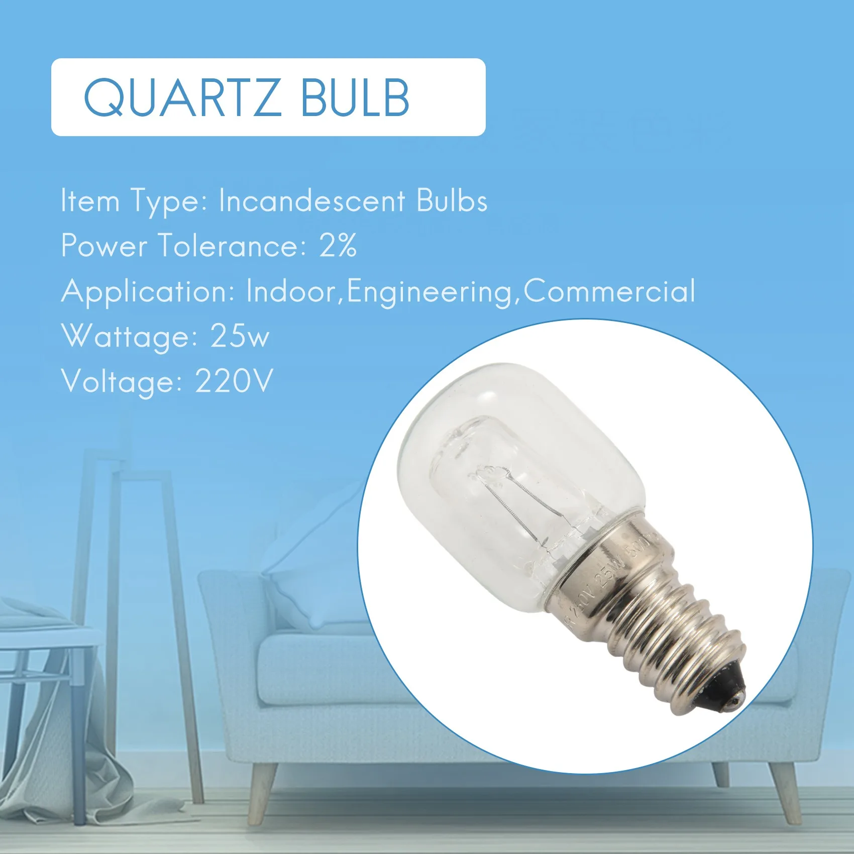 E14 High Temperature Bulb 500 Degrees 25W Halogen Bubble Oven Bulb E14 250V 25W Quartz Bulb