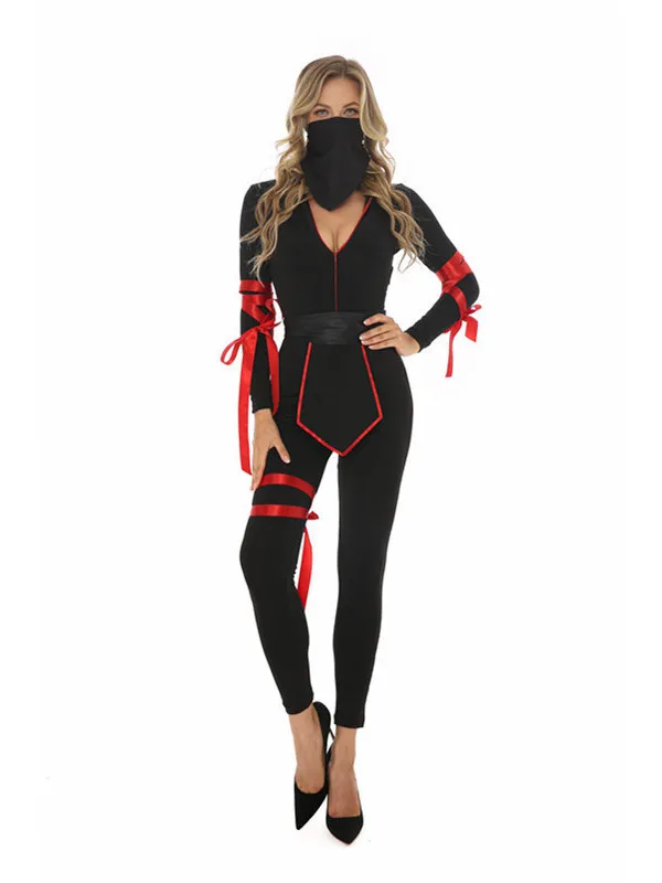 Kostium na Halloween Ninja Lady Samurai Onesie Cosplay Maskowany Strój Nocny Sceniczny do Odgrywania Ról Gra Odzież Damska Tradycyjny Chi...