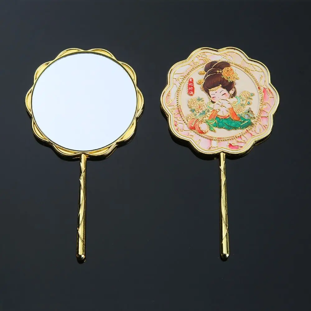 Steric Chinese-style Handheld Mirror Textured Butterfly Metal Cosmetic Mirror High Definition Flower Cartoon Makeup Mirror