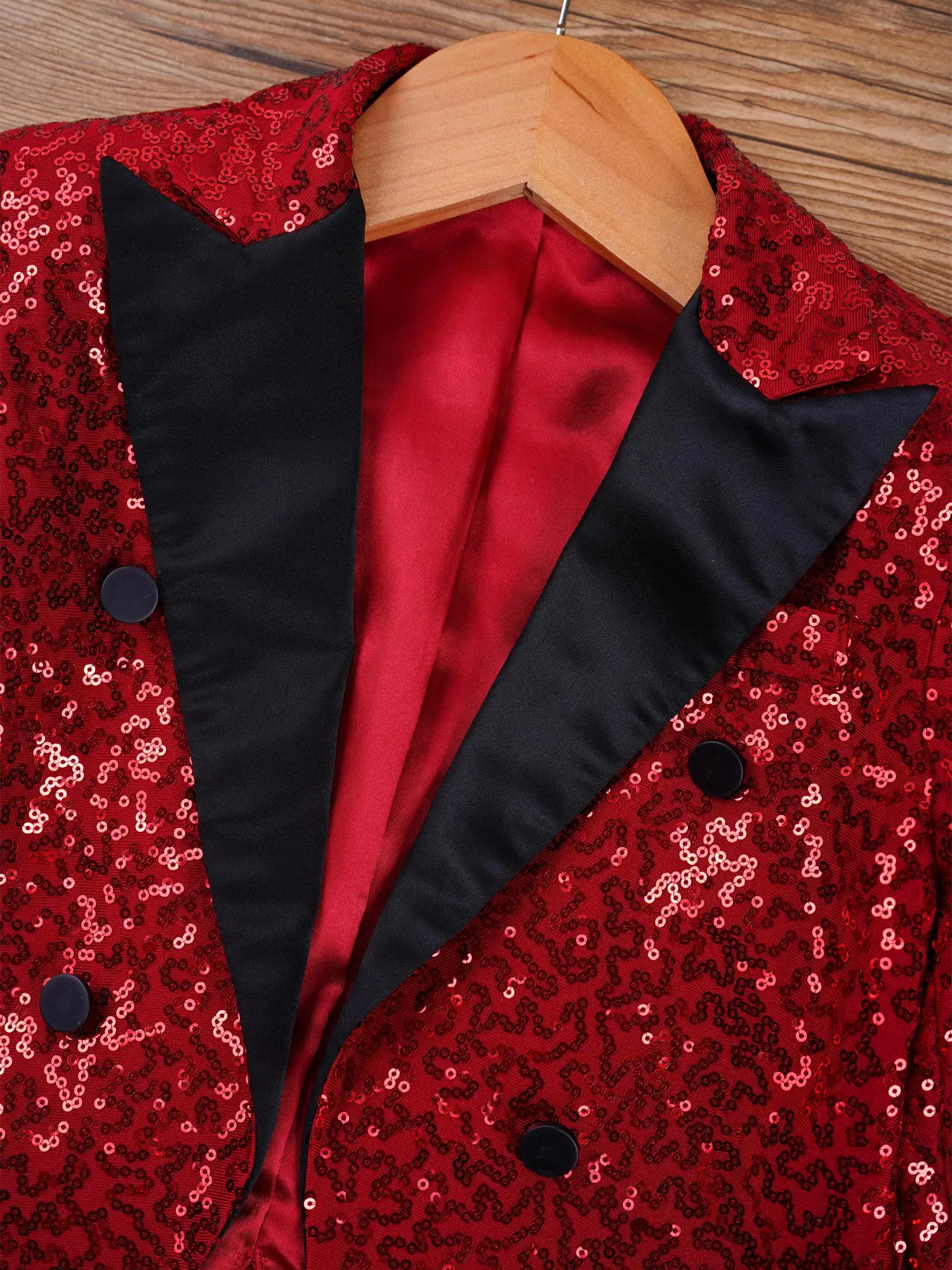 Bambini ragazzi Blazer con paillettes smoking Coat bavero aperto davanti manica lunga Tailcoat Party Magic show Circus Cosplay Performance Costume