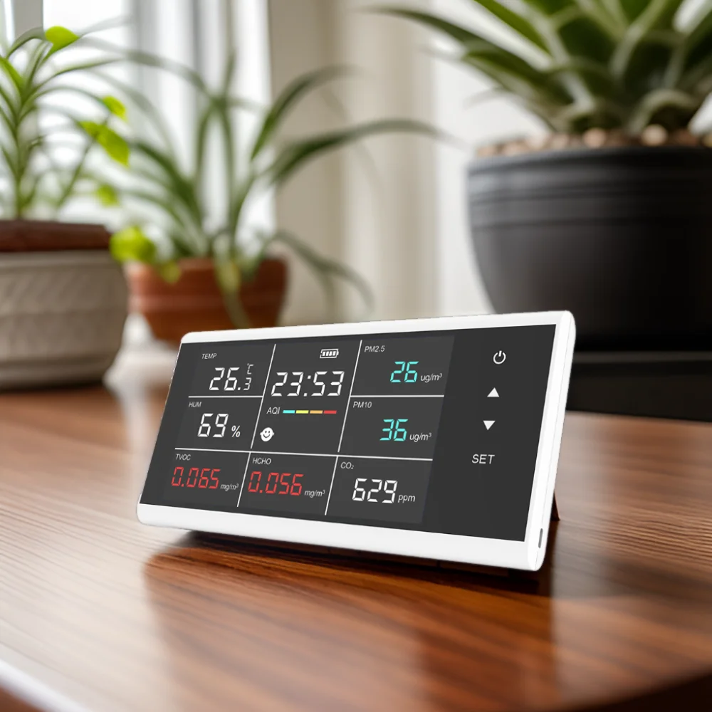 Dienmern New DM155C Touch Display Air Quality Meter Desktop CO2/Temperature/Humidity Sensor Tester,Home Gas Monitoring System