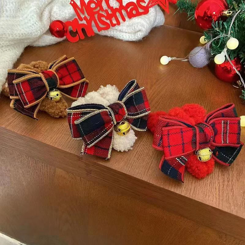 Fashion Christmas Bow Hair Clip For Women Girls Sweet Versatile Autumn Winter Shark Clip Exquisite Hair Accessories Gifts