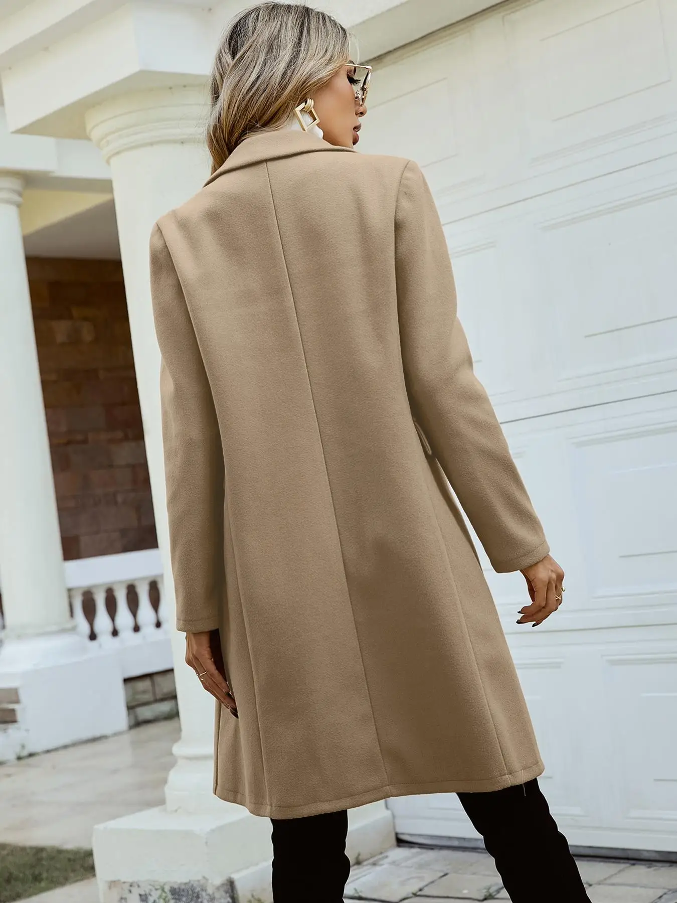 Women's Woven Fabric Casual Fitted Coat, Fall & Winter Outerwear Jacket, Moderate Thickening Design for Daily Wear