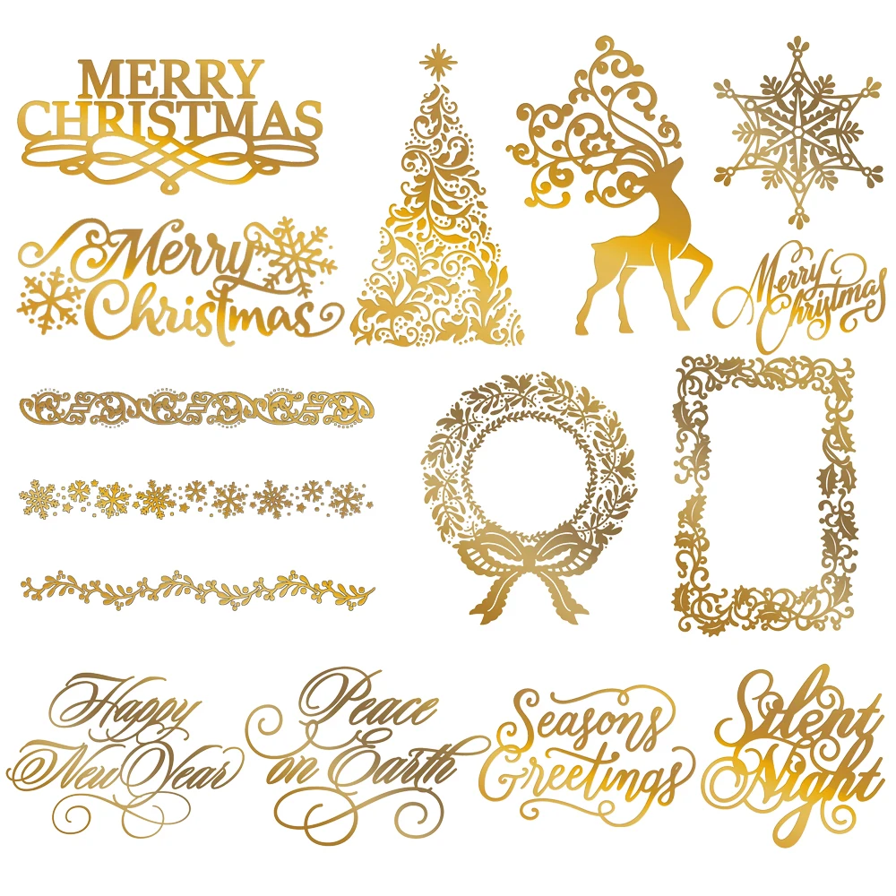 christmas theme, Ornate Reindeer Glimmer Metal Hot Foil Plates For DIY Craft Card Making Photo Album Scrapbooking Decoration