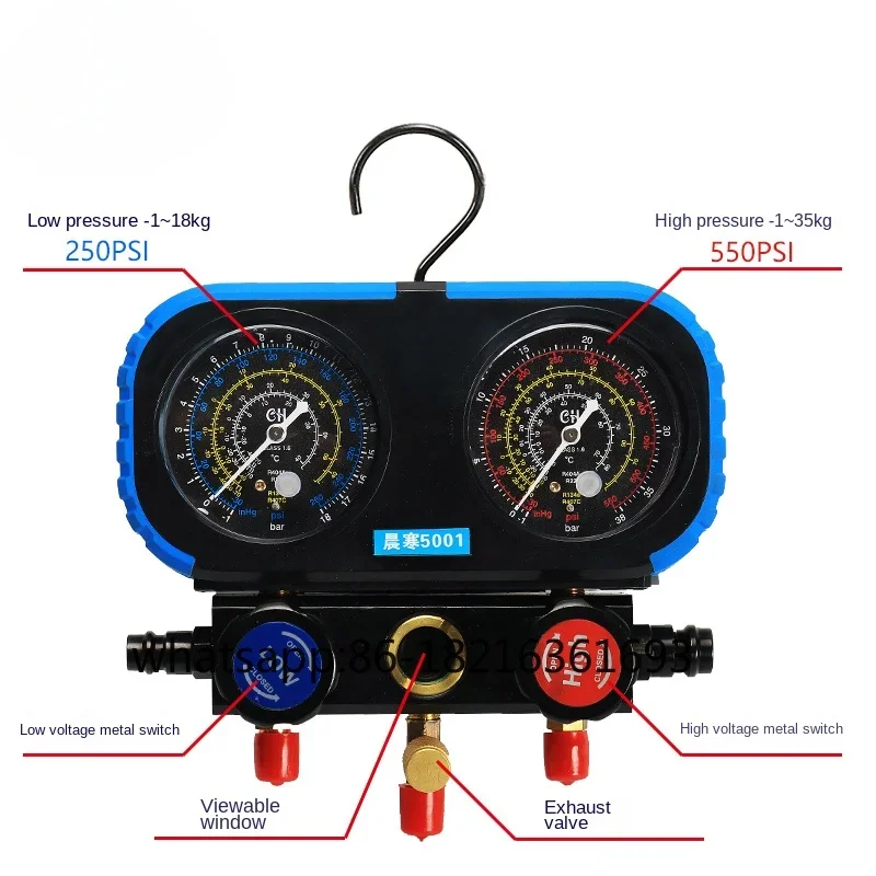 Tool Set Car Air Conditioner Fluorometer Refrigerant  Double-Meter Valve