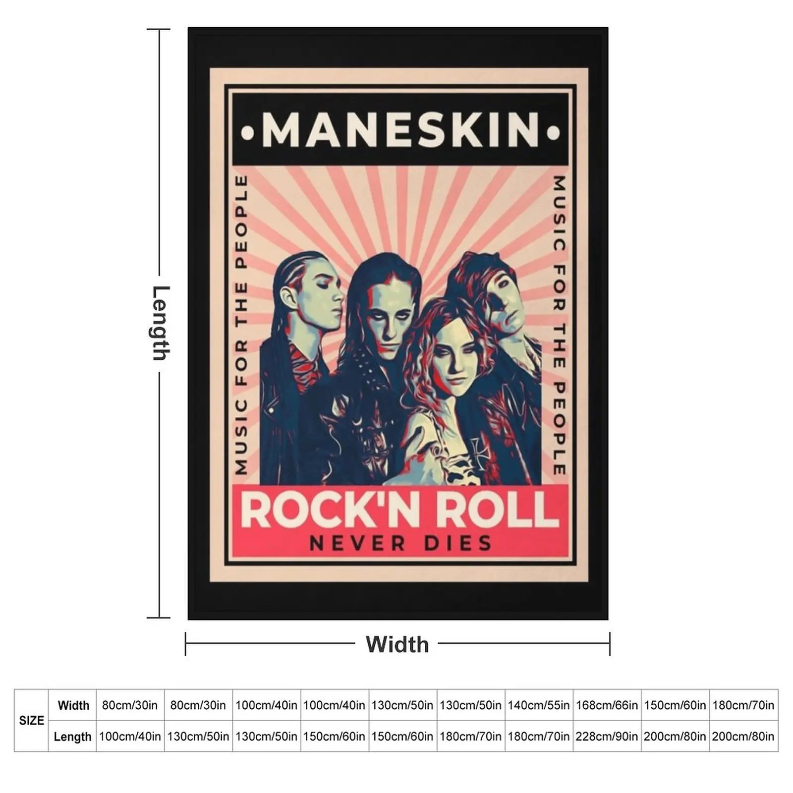 Maneskin Classic . Throw Blanket Soft Big warm winter Flannel Fabric Shaggy Hairy Retros Blankets