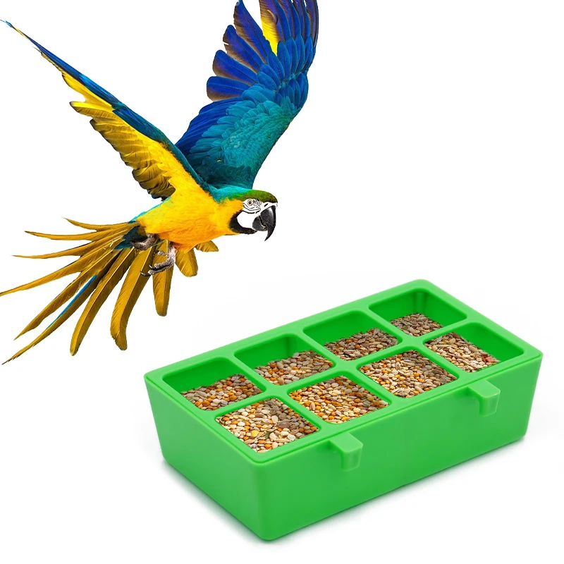 8 Grid Parrot Feeding Box Anti Spilling Bird Food Hanging Cups for Birds Parrot Food Water Bowl Bird Cage Accessories