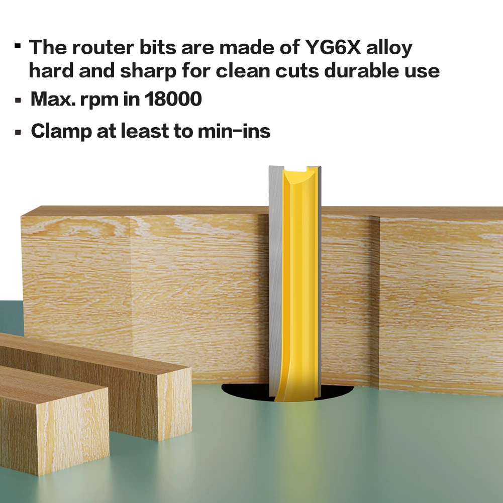 12mm 1/2in Shank Router Bit Set Double Flute Long Straight Bits Grooving Bits Trimming Cutter Woodworking Milling Tools