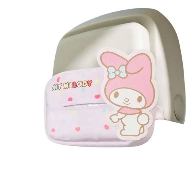 MINISO Sanrio Hello Kitty Car Hanging Tissue Box Cartoon Kuromi Armrest Box Cute Tissue Box Car Interior Decoration Ornaments