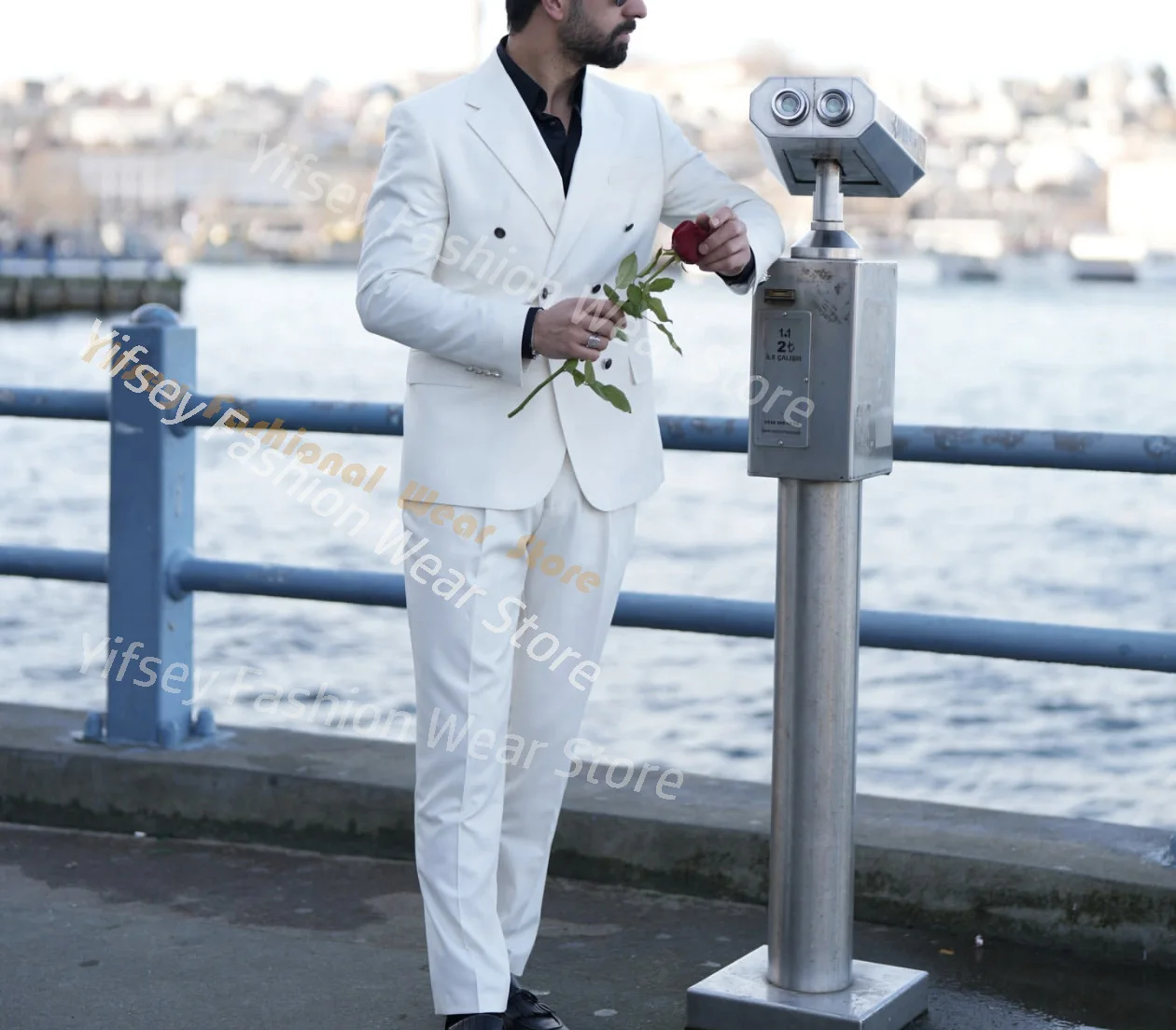 

Белый мужской костюм-двойка: пиджак и брюки, для свадьбы, жениха, на заказ, повседневный, для торжественных мероприятий, 2 предмета