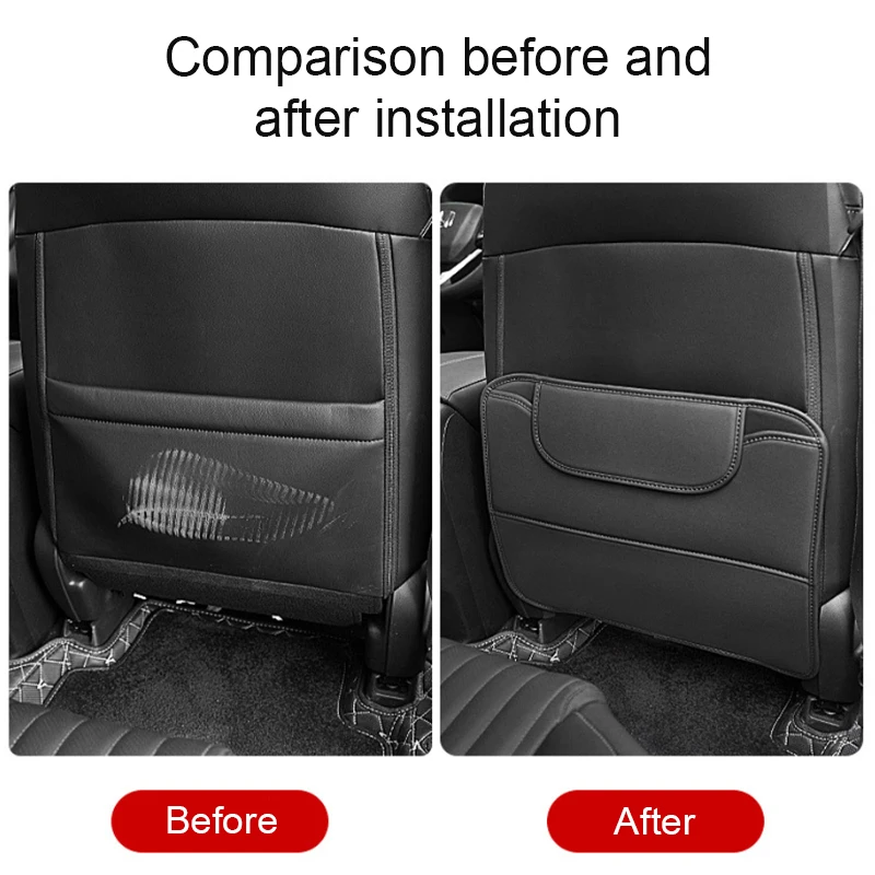 BLALION PU Leather Car Anti-kick Pad Auto Seat Back Organizer Storage Bag Car Backseat Anti Scratch Protector Pads with Cover