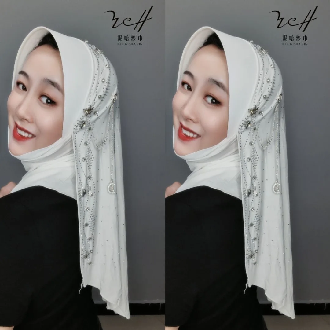 2026 New Wraps Muslim handmade Chains Diamonds Hijabs