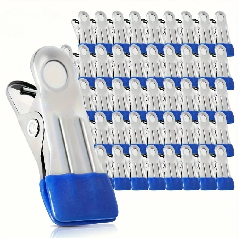 Stainless Steel Laundry Clips with Blue Dip Plastic Tips Multi-pack Anti-slip Clothes Pegs