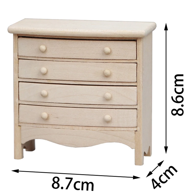 1Pc Dollhouse Miniature Storage Cabinet Drawers Model Doll House Bedroom Bedside Table Series Furniture Decor Toy Accessories