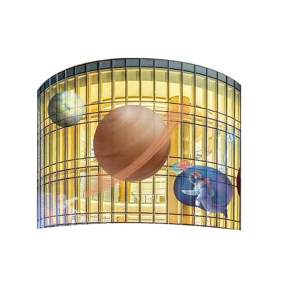 شاشة عرض LED بالألوان الكاملة P4، طبقة LED مرنة مع شفافة عالية