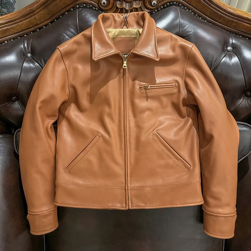 

Leather coat full-grain calfskin pure cowhide