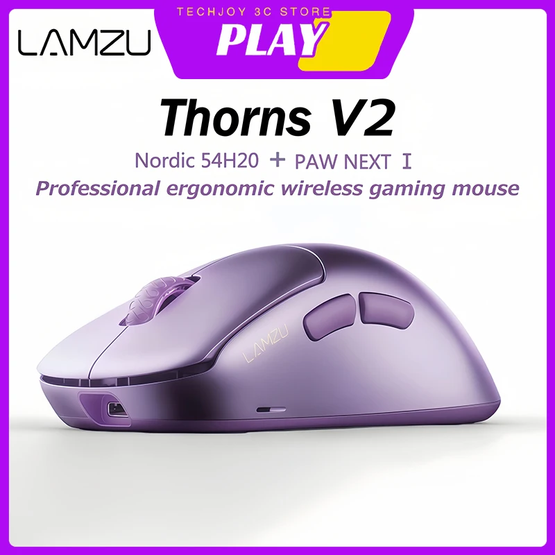 Mouse Gamer Sem Fio LAMZU Thorn V2 Nordic54H20 PAWNEXTⅠ Ultra Leve Ergonômico para Esports – Presente para Gamers Profissionais