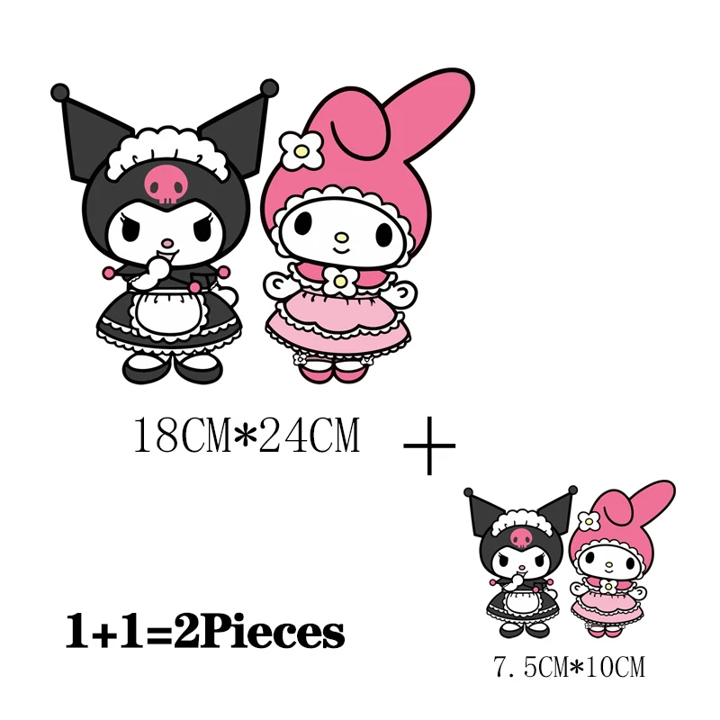 2Pcs/Lot Kawaii Kuromi Cute Anime Iron On Adhesive Thermo Patch Heat Thermal Transfer T Shirt Sticker For Children\'s Clothing