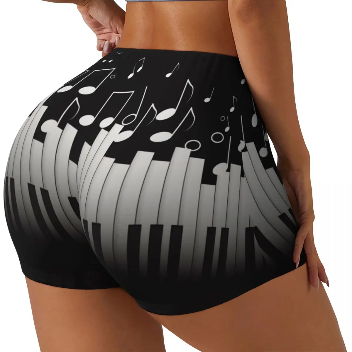 Sexy tight hip sports shorts Piano And Music Notes Symbol fitness women's comfortable yoga shorts