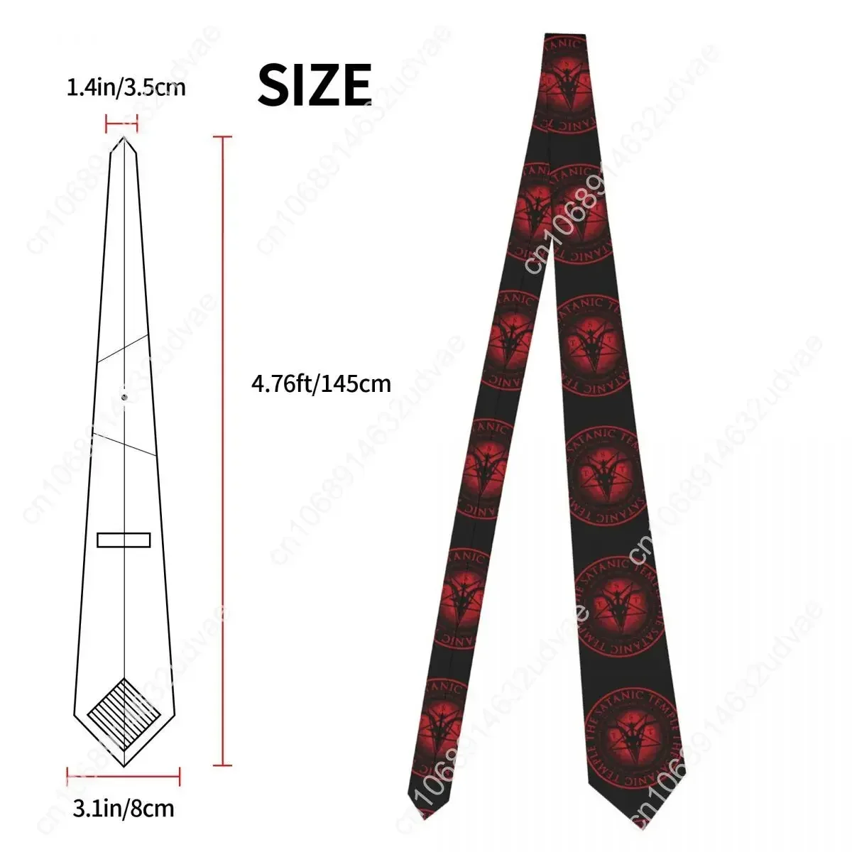 Classic Tie for Men Silk Mens Neckties for Wedding Party Business Adult Neck Tie Casual Baphomet Satanic Tie