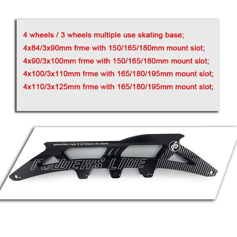 Powerslide Inline Skates Frame 3x125 4x110 3x110 4x100 3x100 4x90 3x90 4x84 mm Speed Skate Aluminium Alloy CNC 150-195 Chassis