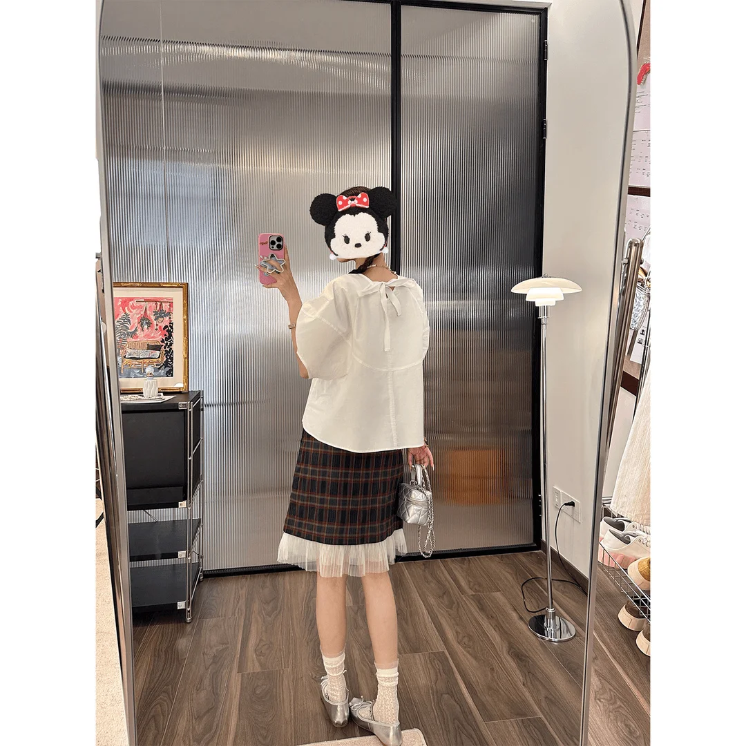 

Романтическая летняя женская блузка с V-образным вырезом и коротким рукавом, однотонная, стандартного кроя, китайского производства