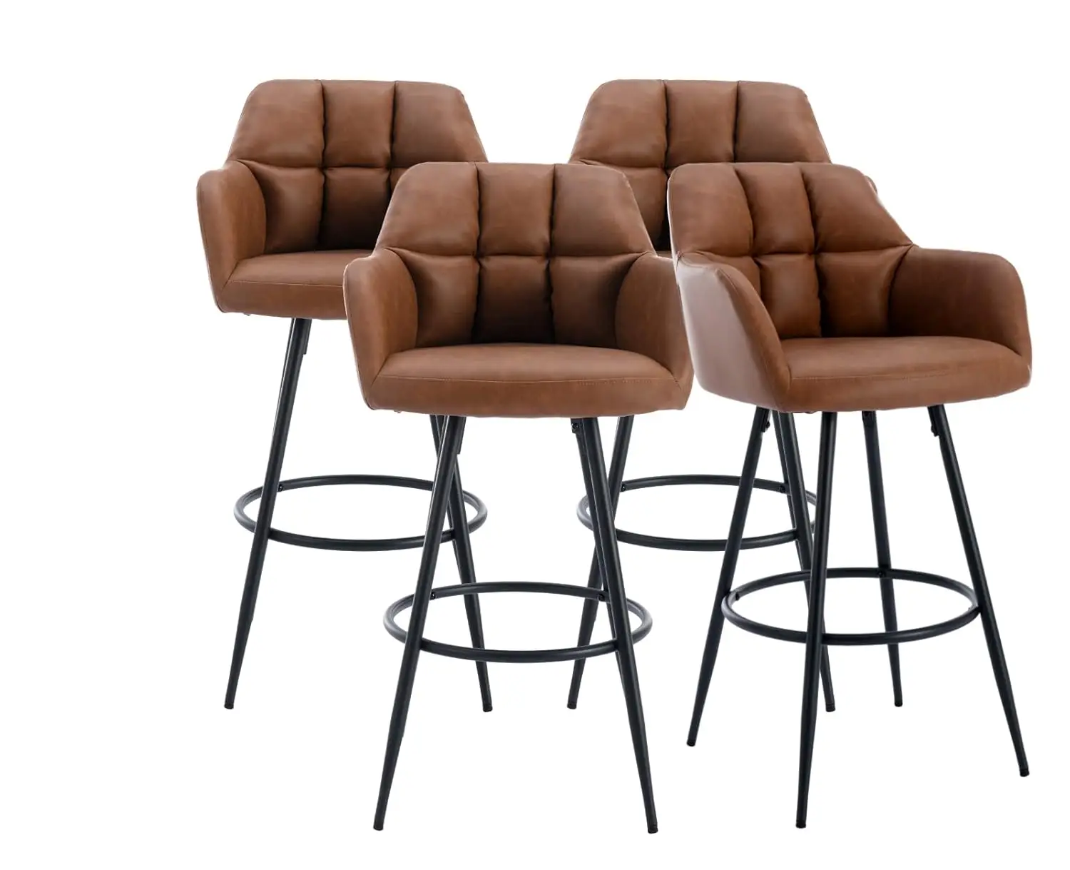 

Набор из 4 барных стульев Shunzhi из искусственной кожи, современные водонепроницаемые табуреты из искусственной кожи со спинкой и подлокотниками, по индивидуальному заказу