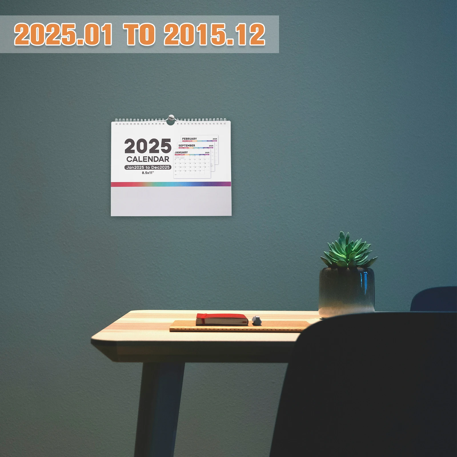 

Подвесной календарь на 2025 год, ежемесячный настенный календарь, устойчивый к выцветанию, яркие цвета, четкий текст, легкое планирование, аксессуар для дома