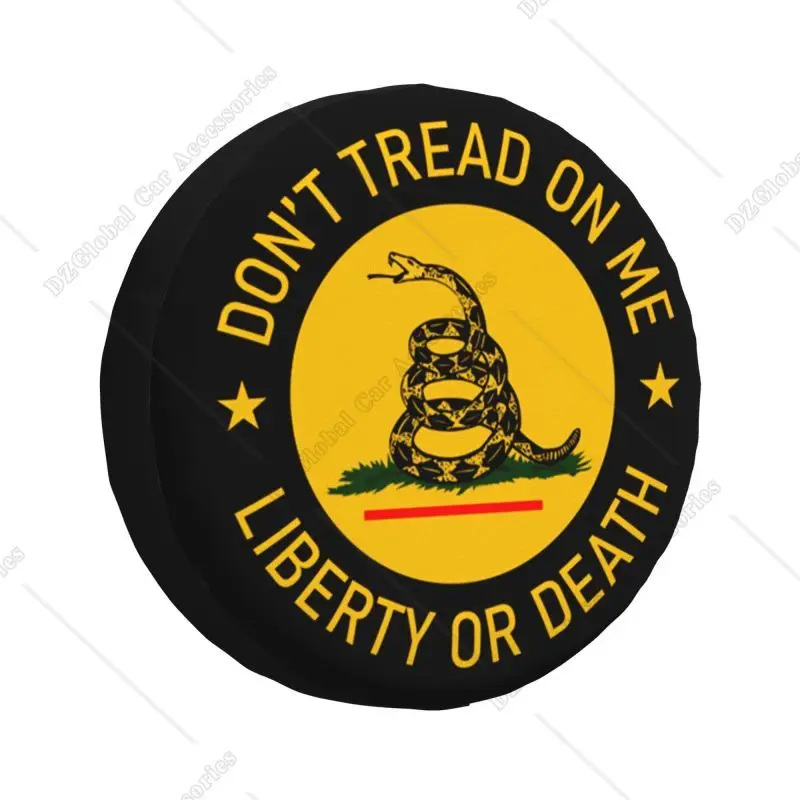 Custom Don't Tread On Me Gadsden Flag Spare Tire Cover for Jeep Wrangler 4WD 4x4 Trailer Car Wheel Protector 14