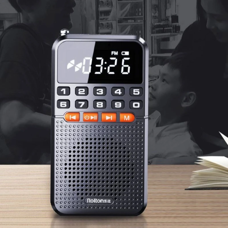 

Portable BT Radio 2-inch LED Display Flashlight Mini Stereo Music MP3 Wakman Radio Elderly Morning Exercise Built-in Speaker
