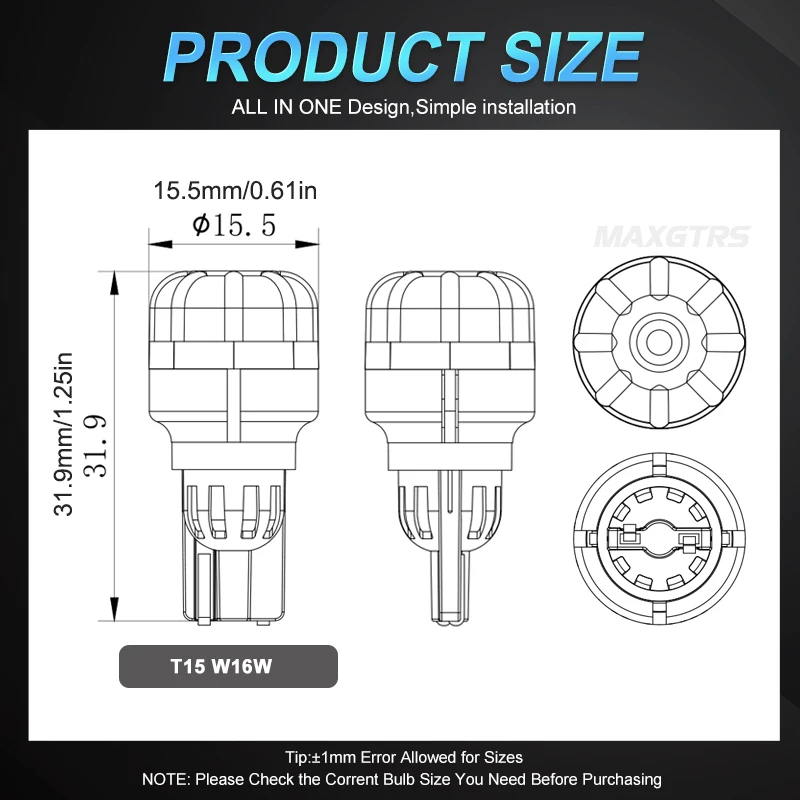 2x W16W LED 912 921 T15 LED Bulbs Car Backup Reverse Lights For Hyundai Accent Santa Fe ix35 ix20 ix55 Tucson Elantra Sonata - Image 3