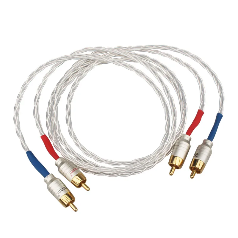 

Pair 5NOCC Silver Plated RCA Cable Audio Signal Line for Amplifier CD Player