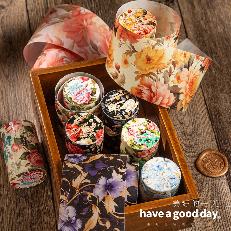 60mm*2m All the way flower series Vintage Plant Adhesive tapes Creative DIY Decorative Paper Journal Scrapbooking Masking Tape