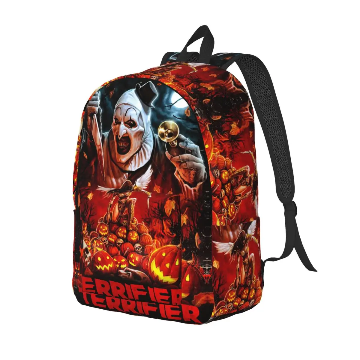 Custom T-Terrifiers Horror Poster Essential Canvas Backpacks for Women School College Students Bookbag Fits 15 Inch Laptop Bags