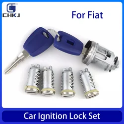 CHKJ Car Door Ignition Trunk Locks For Fiat Cylinder Complete Set Barrel with GT15R Blade 2 Keys Zinc Alloy Replacement Set