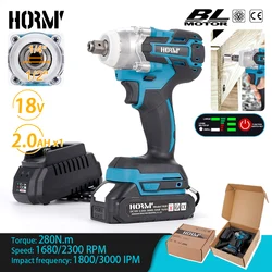 Hormy Brushless Electric Wrench Impact Wrench 1/4 1/2 280N.m for Makita 18V Battery Hand Drill Cordless Impact Wrench Power Tool