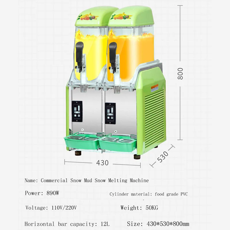 15L Singel Tank Slush Ice Machine Ice Cream Snow Smoothie Beverage Granita Maker Stainless Steel for Business Commercial