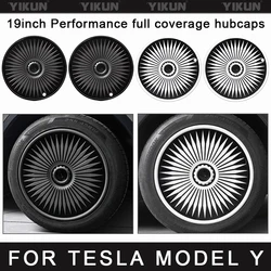 4PCS Hub Cap for Tesla Model Y 19-Inch Wheel Cap Performance Replacement Automobile Hubcap Full Rim Cover Accessories 2018-2024