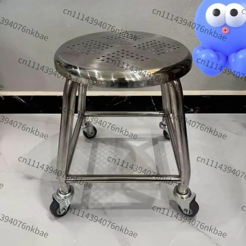 Heavy Duty Stainless Steel Rolling Stool, Swivel Round Seat, Non-slip Rustproof Stool for Bathroom and Workbench