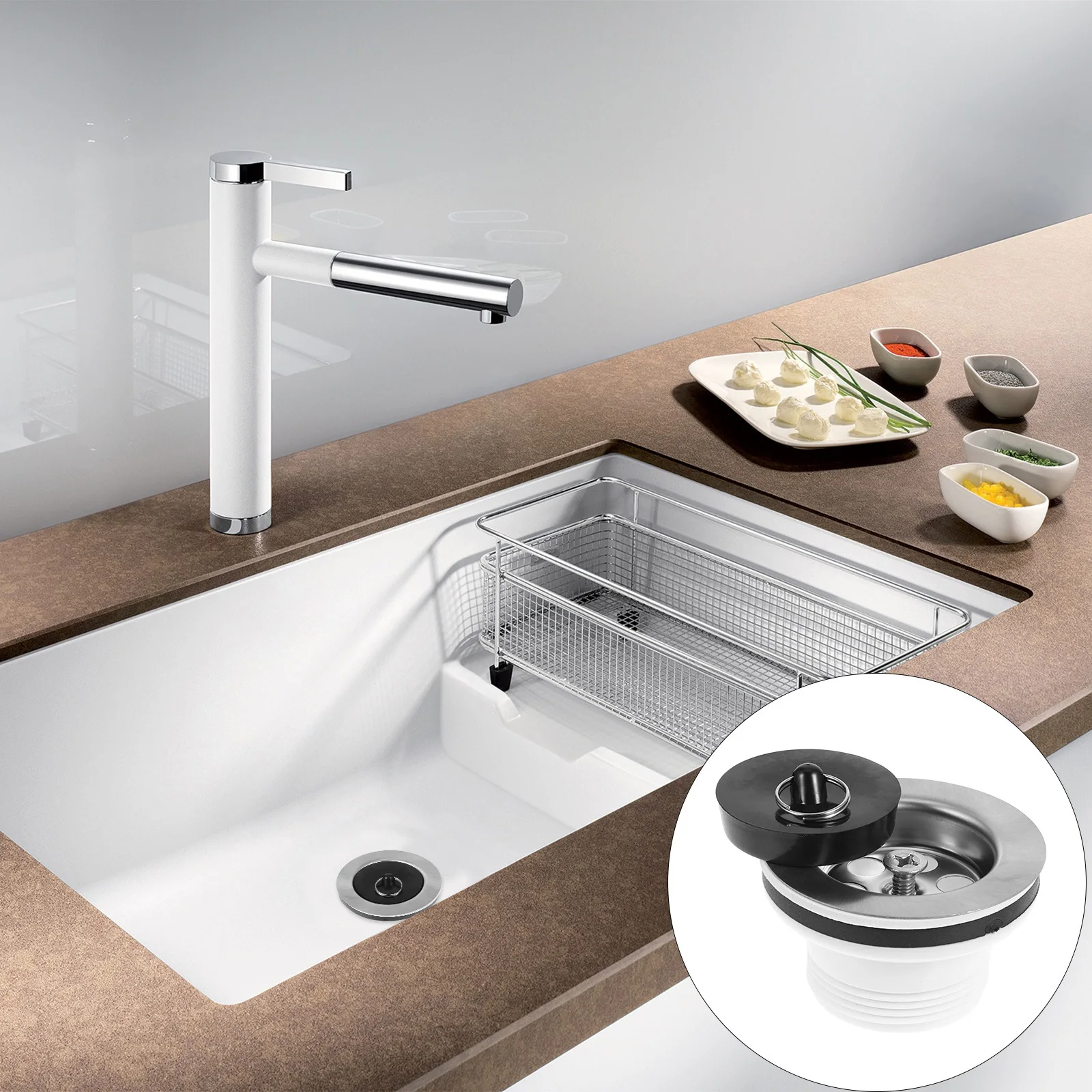

Sink Drain Kit Utility Strainer Plug Advanced Design for Kitchen Sink Laundry Tub Bath Drain Block Prevention