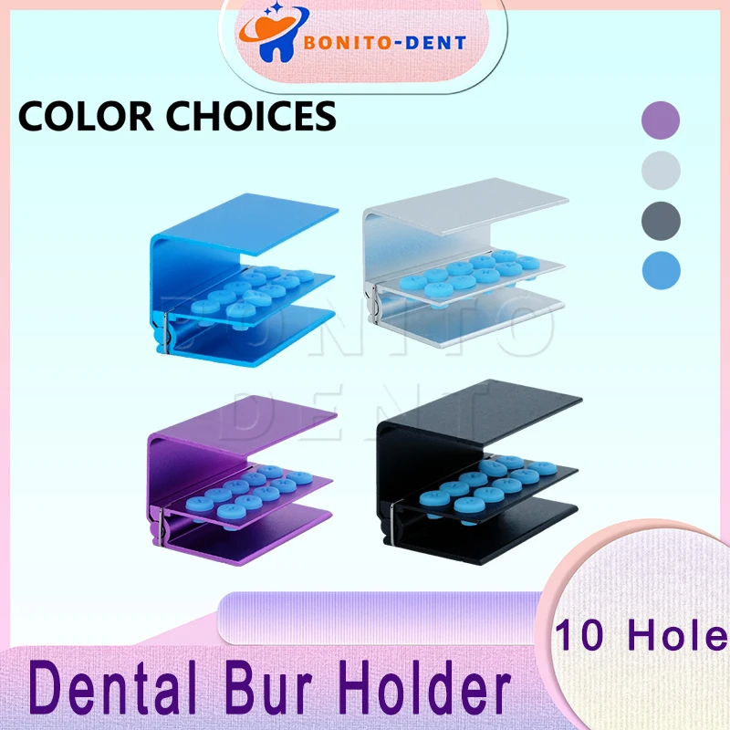 10 holes Dental Diamond Drill Autoclavable Aluminium Dental CA RA Burs Holder Disinfection Box for High Speed Burs Dentisry Tool