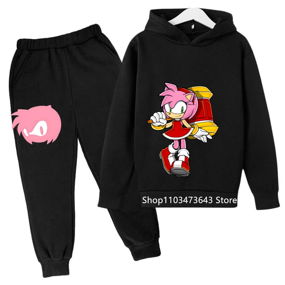 سونيكس الكرتون المطبوعة هوديي مجموعة 2D رائجة البيع 2025 للأطفال المراهقين بنين بنات عادية الخريف الشتاء