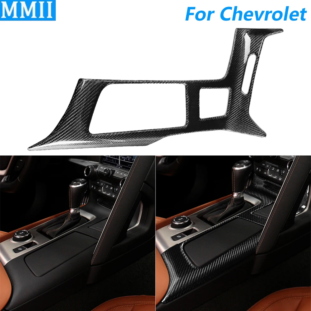 For Chevrolet Corvette C7 ZR1 Z06 2014-2019 Real Dry Carbon Fiber Gear Shift Storage Box Frame Panel Cover Trim Car Accessories