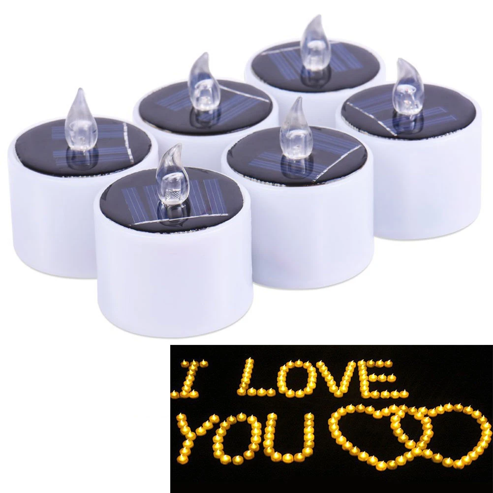

6pcs Solar LED C les Tealights Environment Friendly Waterproof Romantic Atmosphere Safe Family Pets Restaurants