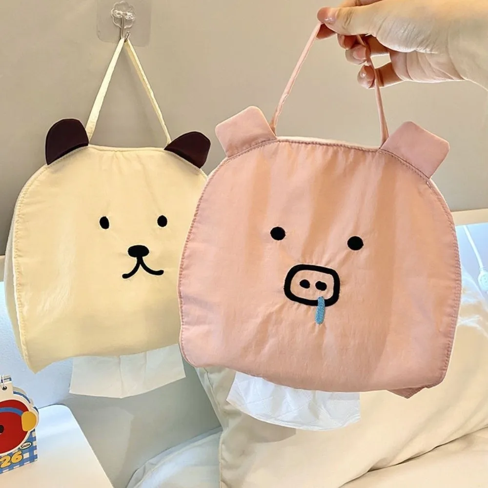 Multi-functional Cartoon Hanging Tissue Cover Pig Pattern Soft Car Tissue Box Portable Funny Paper Container Office