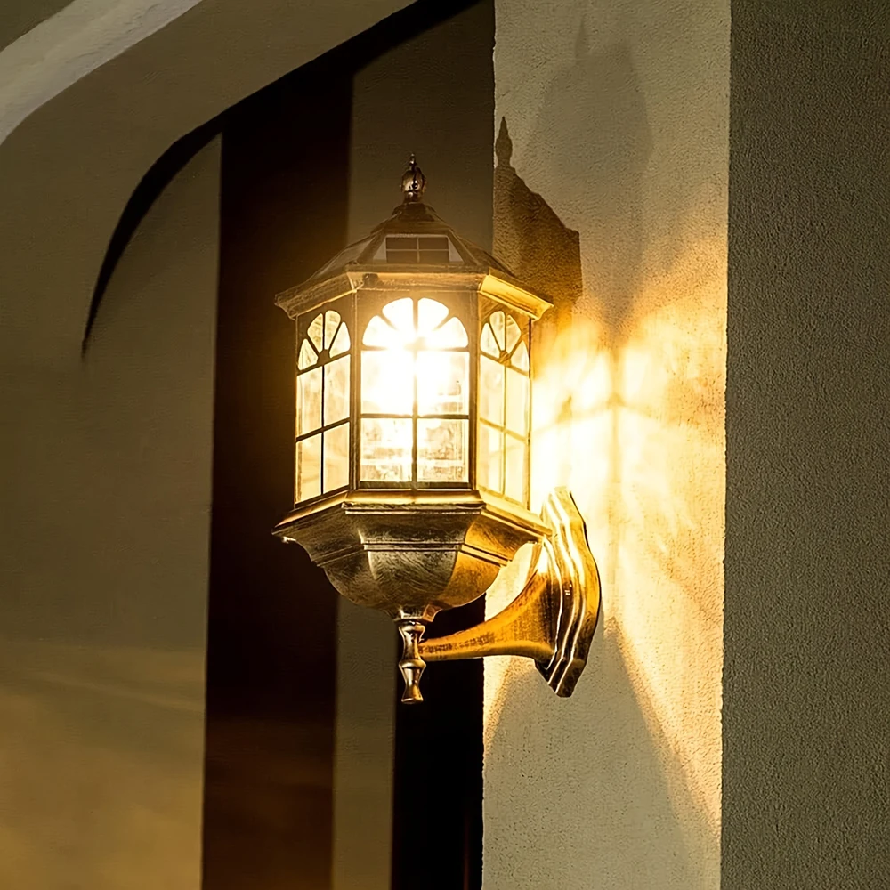 

1 шт. Солнечный настенный светильник в деревенском стиле, уличный фонарь для крыльца, настенный светильник для входной двери, декоративное ландшафтное освещение