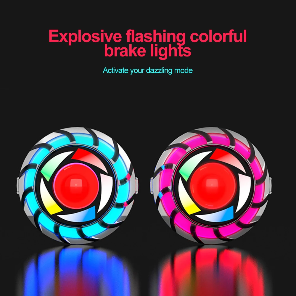 Motorcycle Warning Lamp Angel Eye RGB Flashing Brake Tail Rear LED Motorbike Light Moto Accessories Universal