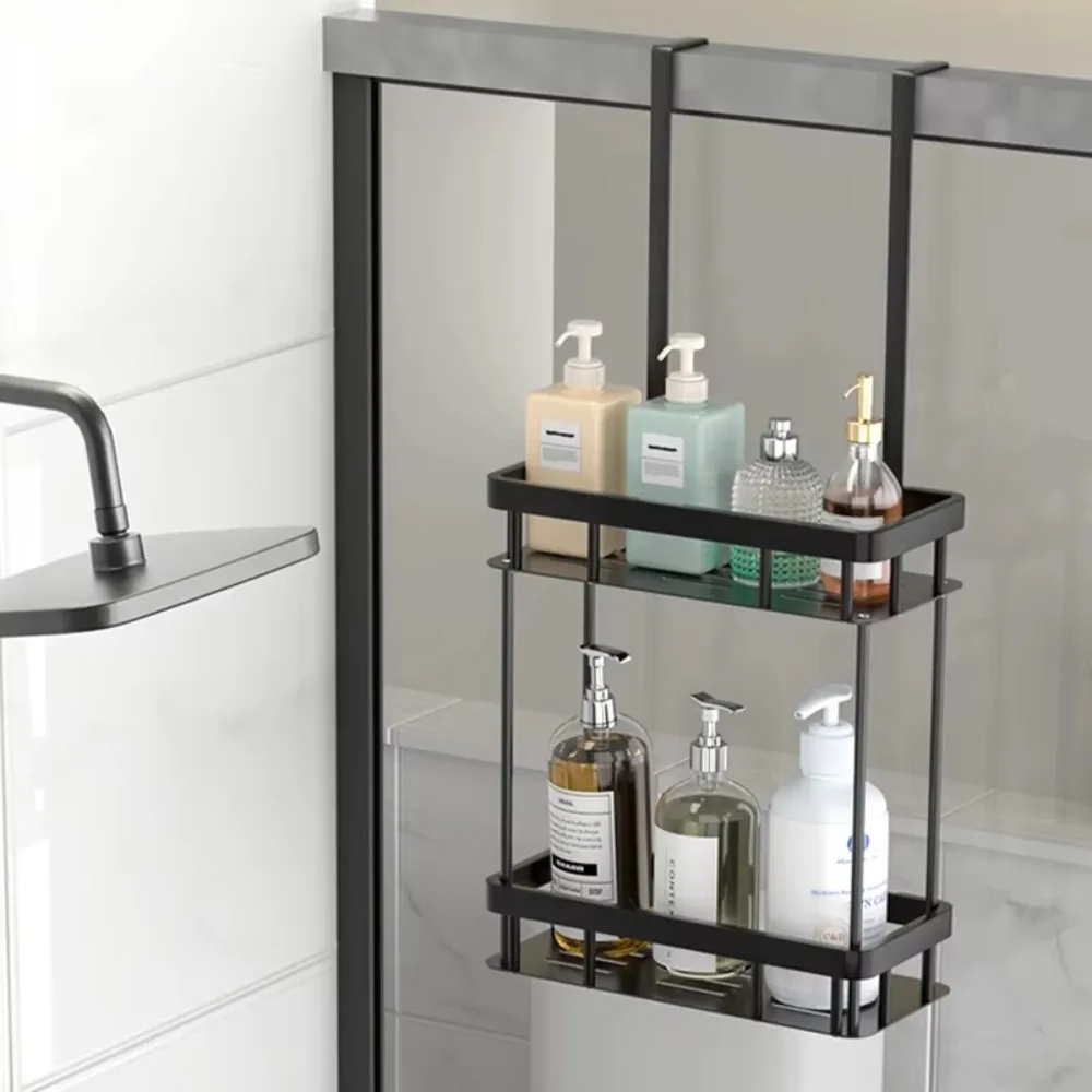 

No-Drill Bathroom Hanging Shelf Over The Door Removable Wall Storage Shelf Space-saving Multifunction Bathroom Organizer Racks